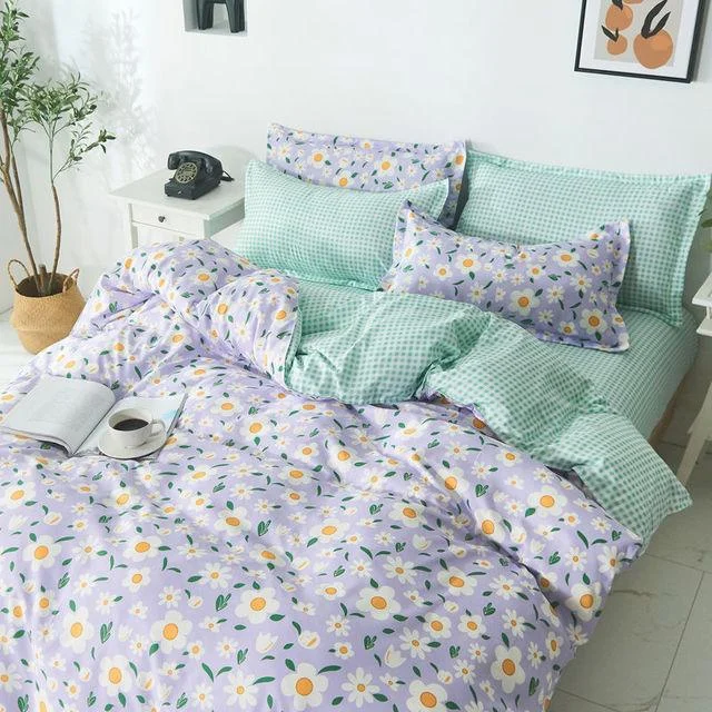 4PCS Duvet Cover ( 1 Duvet Cover + 1 Bedsheet + 2 Pillowcase) -  - #tag1#