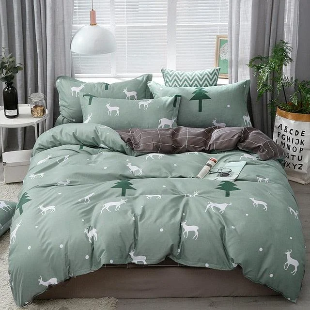 4PCS Duvet Cover ( 1 Duvet Cover + 1 Bedsheet + 2 Pillowcase) -  - #tag1#