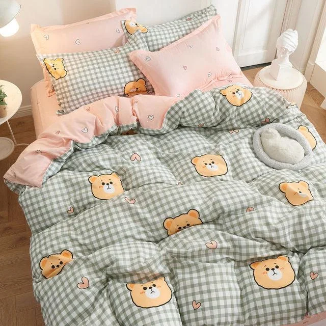 4PCS Duvet Cover ( 1 Duvet Cover + 1 Bedsheet + 2 Pillowcase) -  - #tag1#