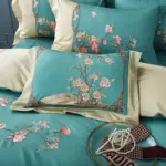 4Pcs 600TC Egyptian Cotton Luxury Soft Bedding set Chic Patchwork Flowers Embroidery Duvet Cover Flat Bed 47f93970 adbd 48bb a324 c6035b143557