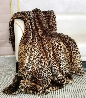 Leopard Faux Fur Blanket Throw Soft