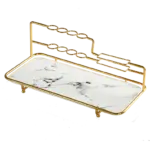 4 European Bathroom Desktop Storage Tray Marbling Ceramics Metal Storage Rack Toothbrush Toothpaste Holder Cosmetic Organize Tray