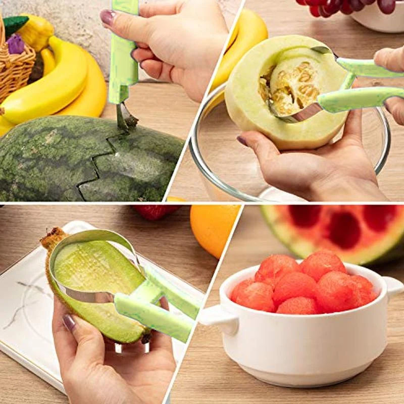 4 In 1 Stainless Steel Fruit Melon Baller Scooper Set -  - #tag1#