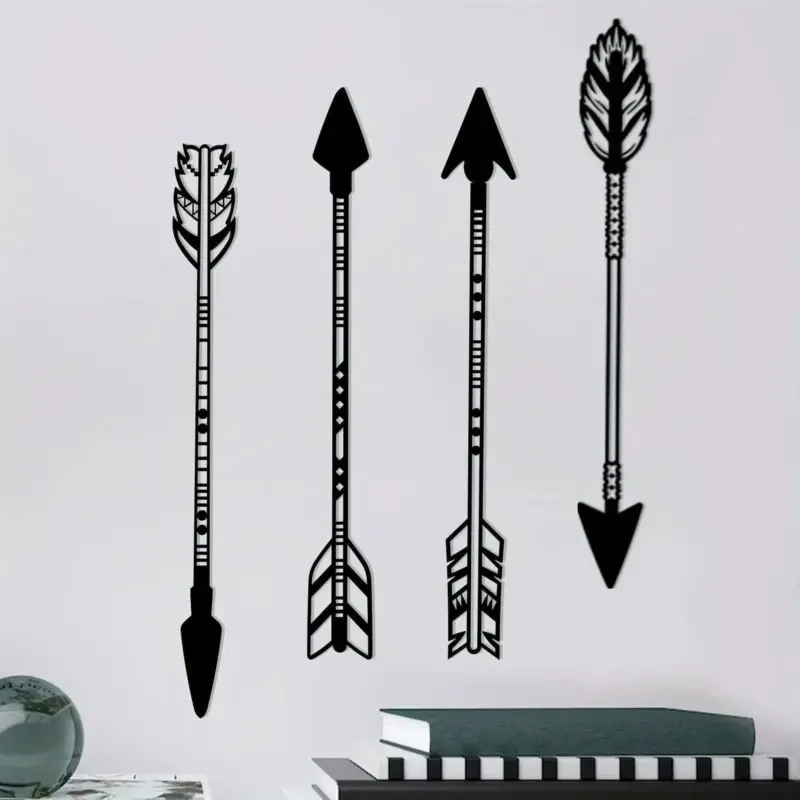 4 Pcs Black Metal Arrow Wall Art Set tag1