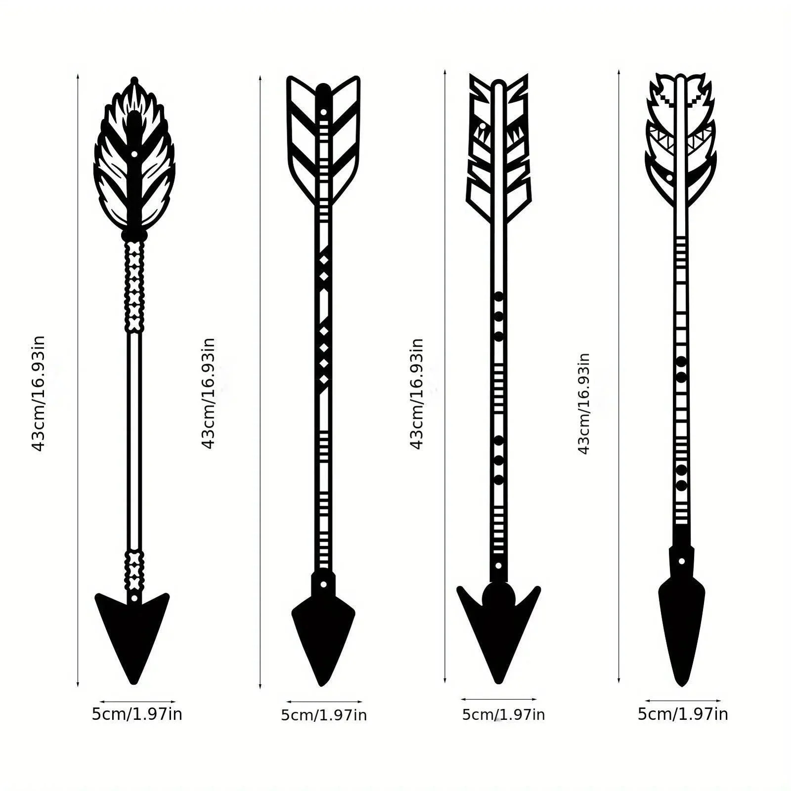 4 Pcs Black Metal Arrow Wall Art Set -  - #tag1#