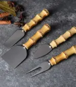 4 Pcs Natural Bamboo Cheese Knives Set tag1