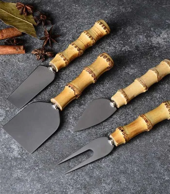 4 Pcs Natural Bamboo Cheese Knives Set -  - #tag1#