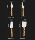 4 Pcs Natural Bamboo Cheese Knives Set tag1
