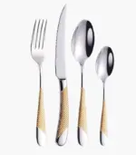 4 Pcs Premium Cutlery Set Stainless Steel Mirror Polished Silver Gold tag1