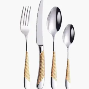 4 Pcs Premium Cutlery Set Stainless Steel Mirror-Polished Silver Gold -  - #tag1#