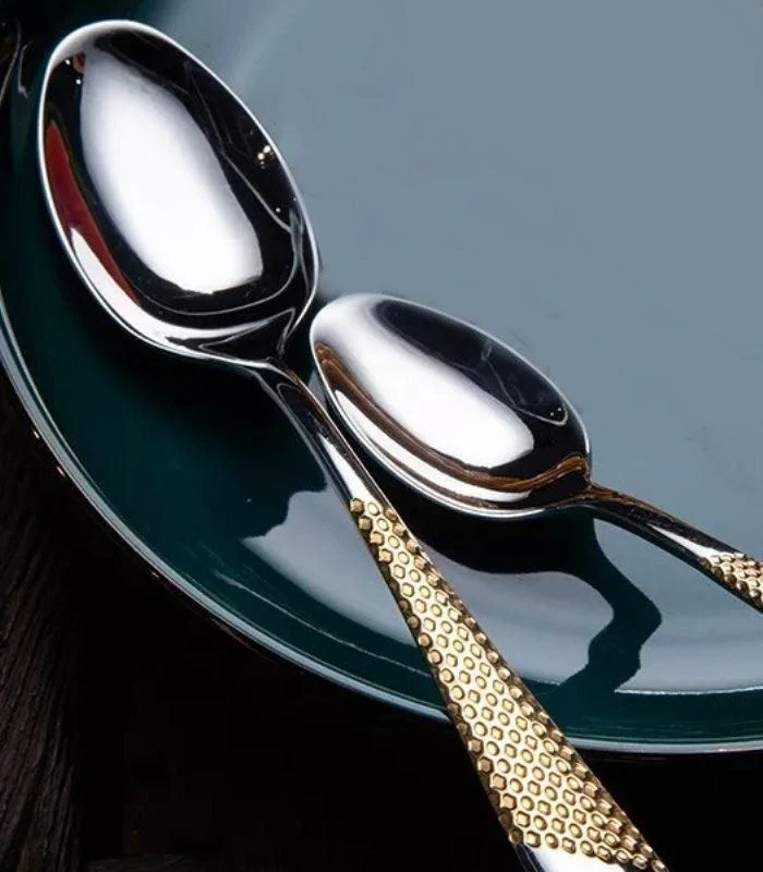 4 Pcs Premium Cutlery Set Stainless Steel Mirror-Polished Silver Gold -  - #tag1#