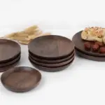 4 Piece Black Walnut Wooden Dinner Set tag1