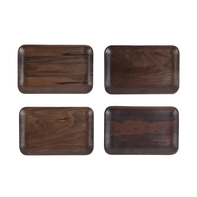 4 Piece Black Walnut Wooden Dinner Set -  - #tag1#