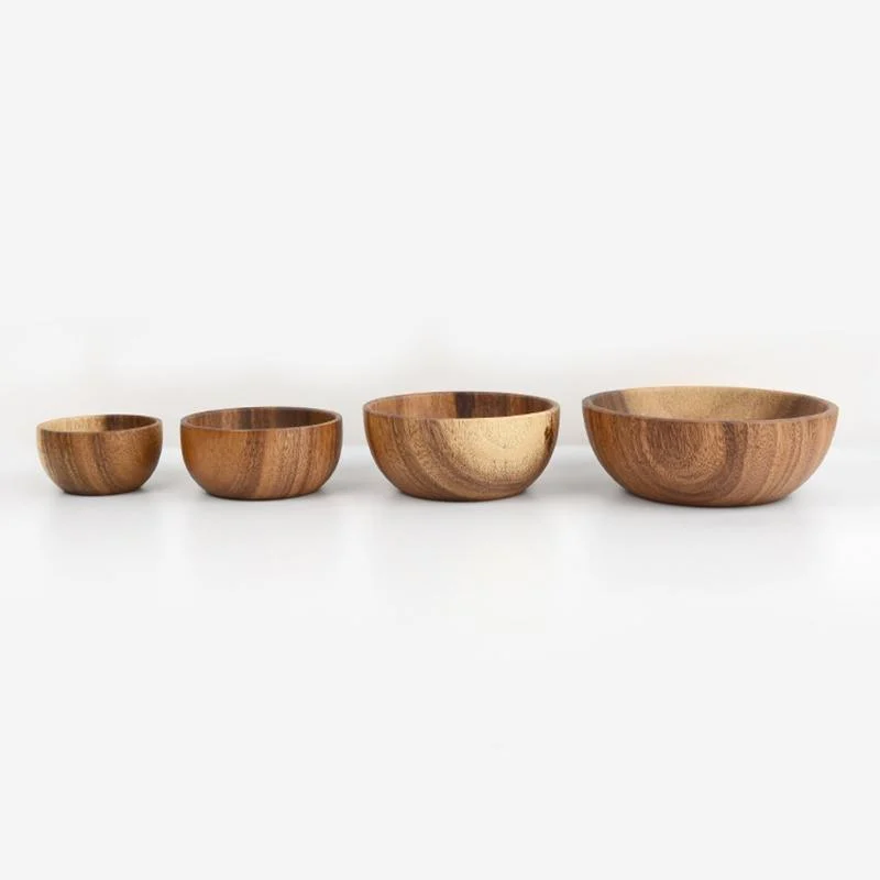 4 Piece Wooden Pasta Salad Noodle Bowls Set -  - #tag1#