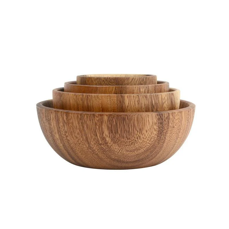 4 Piece Wooden Pasta Salad Noodle Bowls Set -  - #tag1#