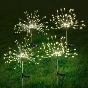 4 Pieces Outdoor Solar Garden Fireworks Lights