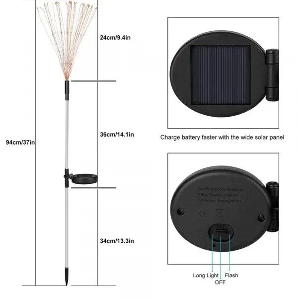 4 Pieces Outdoor Solar Garden Fireworks Lights -  - #tag1#