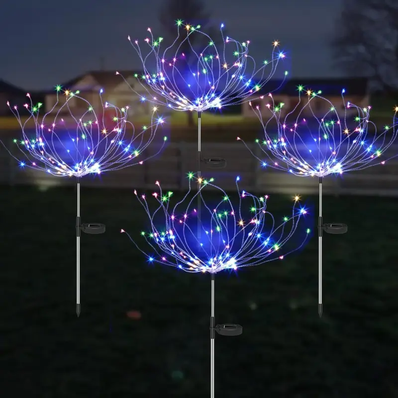 4 Pieces Outdoor Solar Garden Fireworks Lights tag1