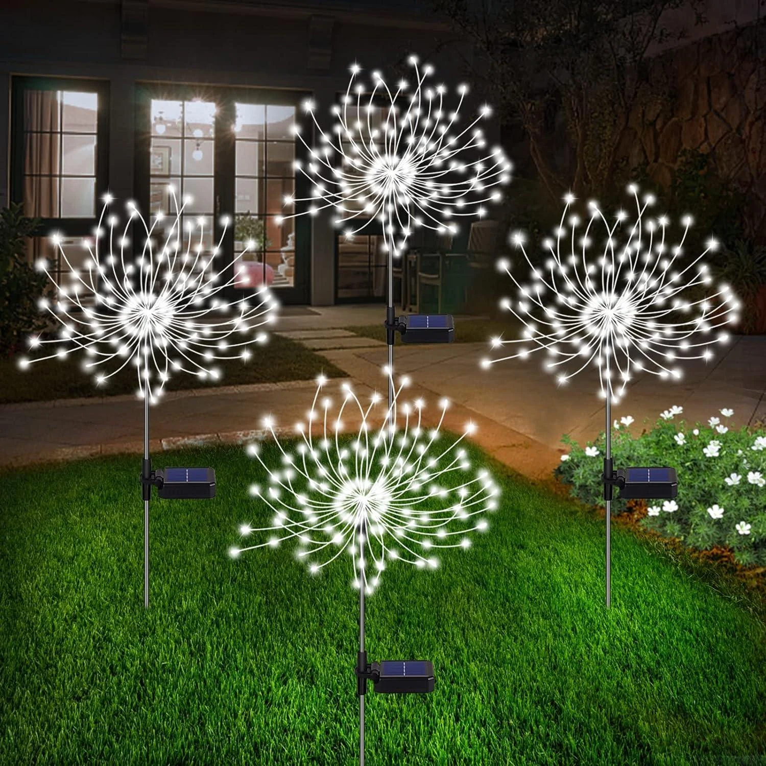 4 Pieces Outdoor Solar Garden Fireworks Lights -  - #tag1#