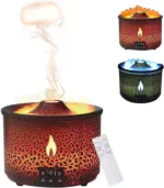4jvqVolcano Flame Air Humidifier Light Ultrasonic Essential Oil Aroma Diffuser for Home Room Fragrance Jellyfish Mist