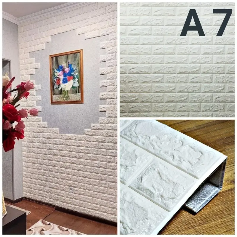5 10pcs DIY 3D Foam Wall Sticker Brick Grain Wallpaper tag1