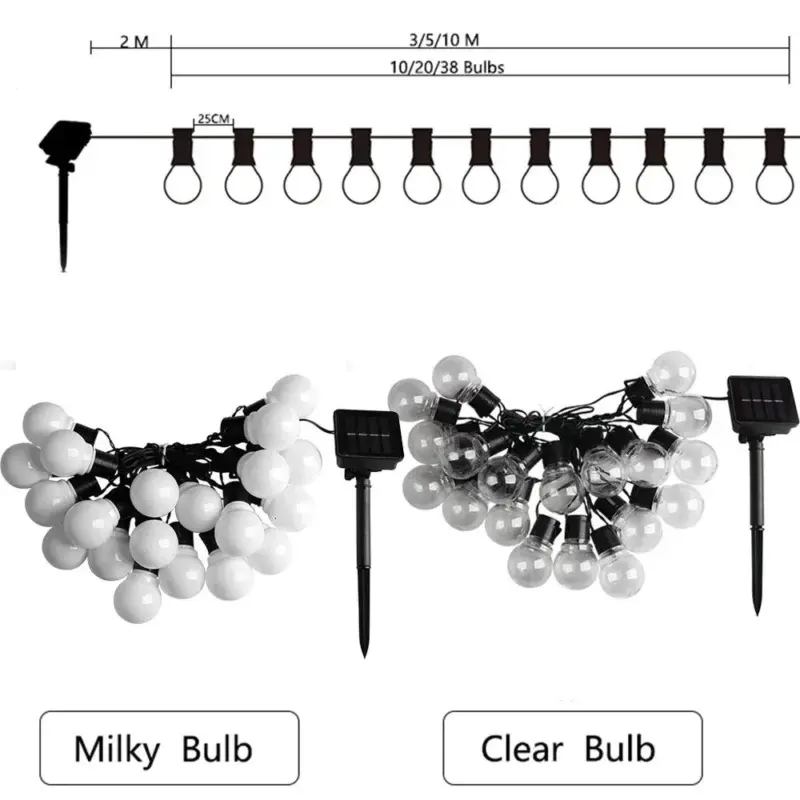 5 7 11M Led Globe Solar Fairy String Lights Christmas Garland Street Wedding Bulb Lamps Outdoor ee52f959 30b3 4820 a23c 59e3fc8bed19