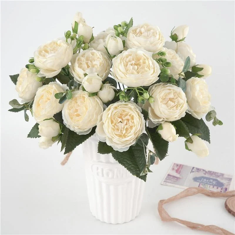 5 Big Heads Bouquet Peonies Artificial Flowers Silk Peonies Bouquet 4 Bud Flowers Wedding Home Decoration