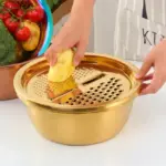 5 in 1 Kitchen Tool Stainless Steel Drain Pot Food Chopper Vegetable Cutter Peeler Hand Held
