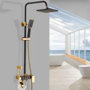 Retro Shower Set - Black Antique Faucet with Rain Shower