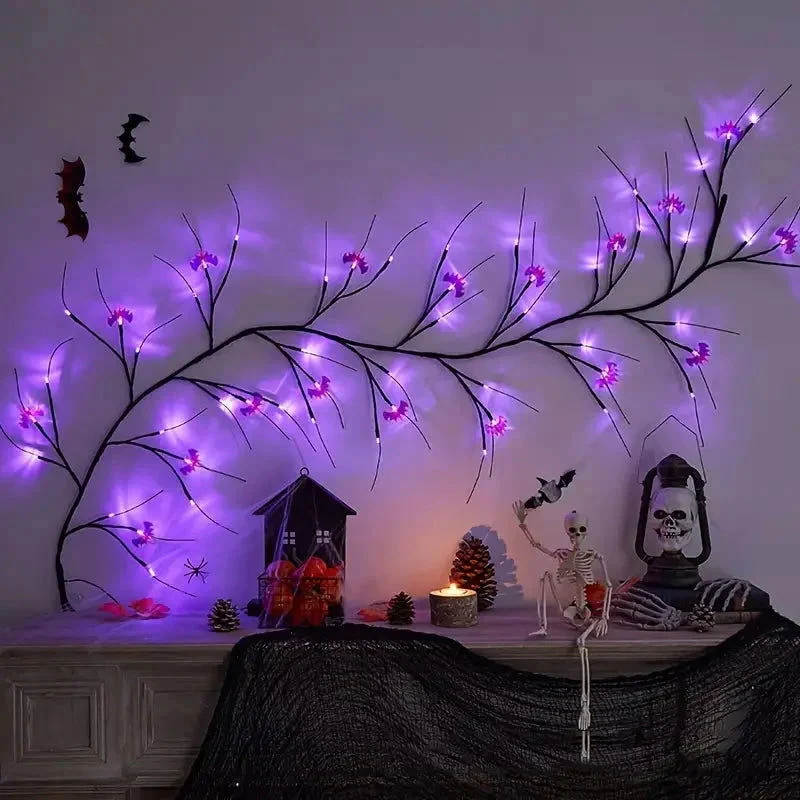 54LED Halloween Bat Decorative Branch String Lights, Wall-mounted Indoor Decorative String Lights -  - #tag1#