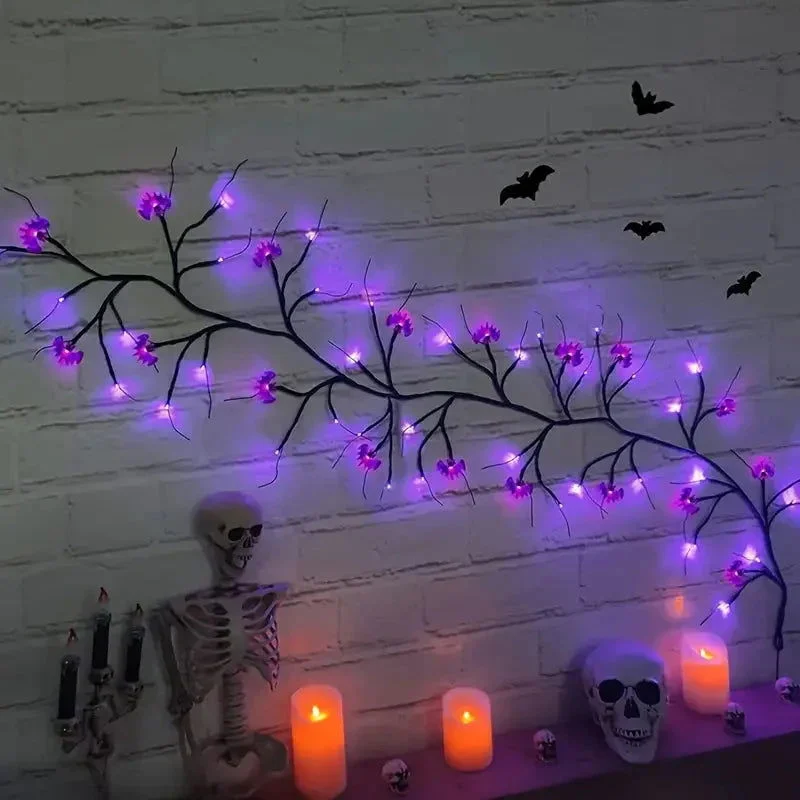 54LED Halloween Bat Decorative Branch String Lights, Wall-mounted Indoor Decorative String Lights -  - #tag1#
