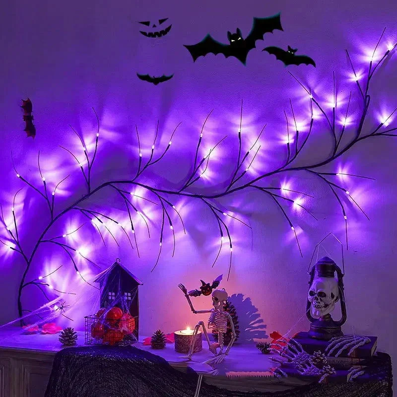 54LED Halloween Bat Decorative Branch String Lights, Wall-mounted Indoor Decorative String Lights -  - #tag1#