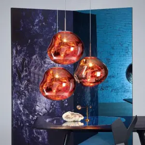 Modern Pendant Lamp Silver/Red Glass 1 Light Dining Room Ceiling Lamp