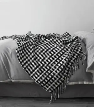 Houndstooth Throw Black and White Modern Sofa Blanket