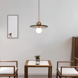 Homeko Saucer Walnut Pendant Light