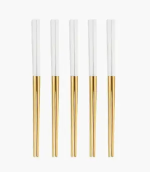 5 Pairs Chopstick Set Stainless Steel Reusable 23.5 cm