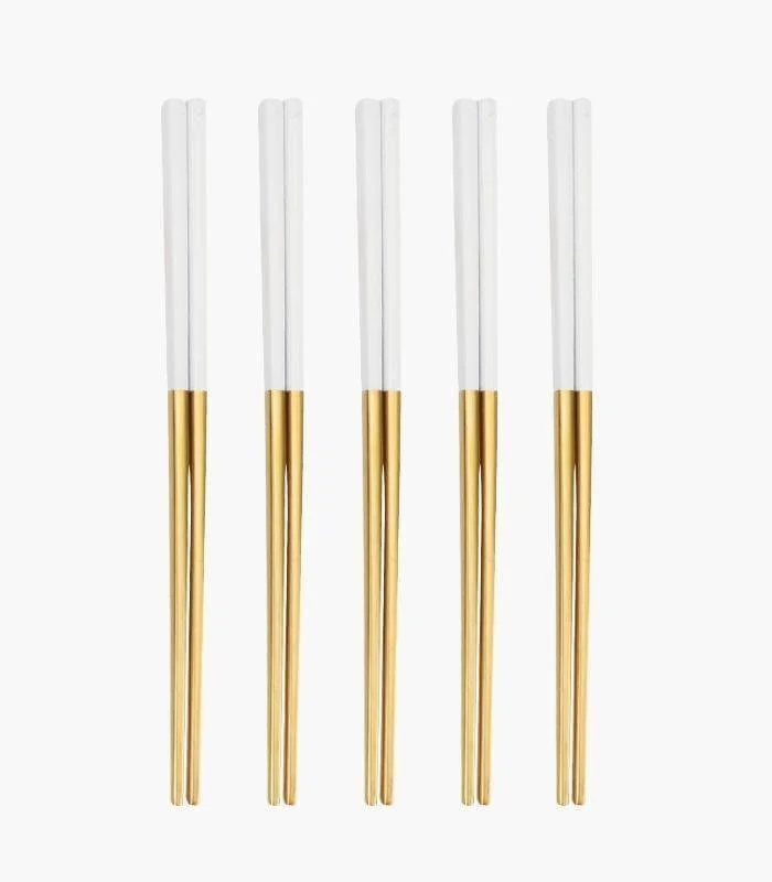 5 Pairs Chopstick Set Stainless Steel Reusable 23.5 cm -  - #tag1#