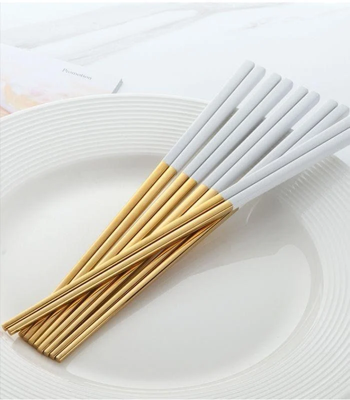 5 Pairs Chopstick Set Stainless Steel Reusable 23.5 cm -  - #tag1#