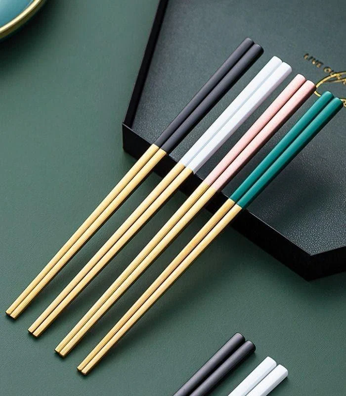 5 Pairs Chopstick Set Stainless Steel Reusable 23.5 cm -  - #tag1#