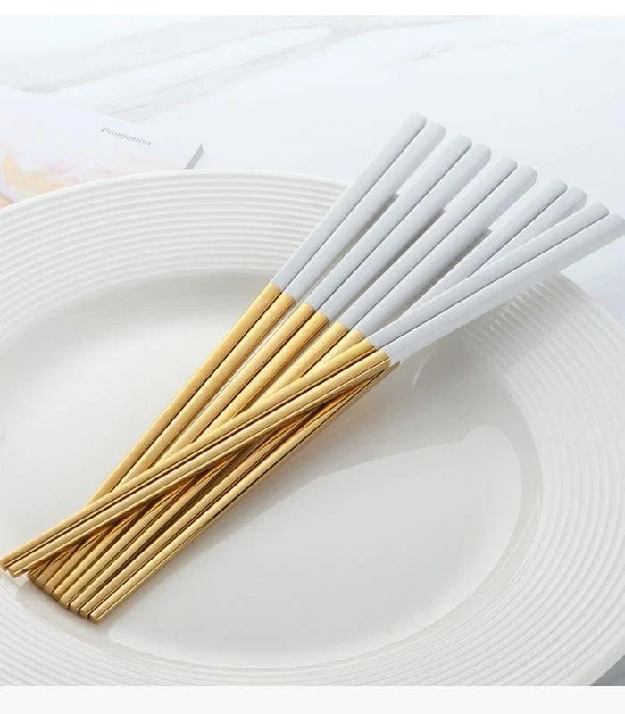 5 Pairs Chopstick Set Stainless Steel Reusable 23.5 cm -  - #tag1#