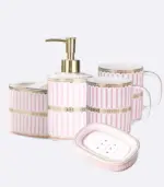 5_Pcs_Set_Bathroom_AssesoriesCeramic_Pink_White_-_-_tag1_-4118765 5 Pcs Set Bathroom AssesoriesCeramic Pink White tag1