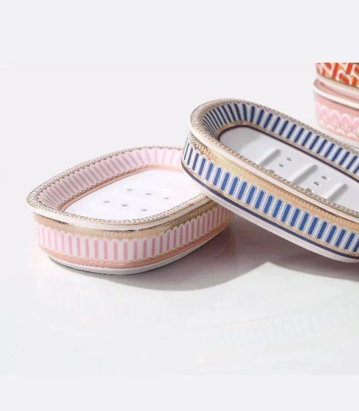 5 Pcs Set Bathroom AssesoriesCeramic Pink & White -  - #tag1#