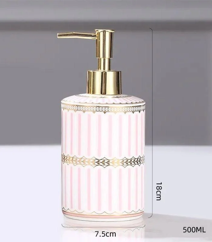 5 Pcs Set Bathroom AssesoriesCeramic Pink & White -  - #tag1#