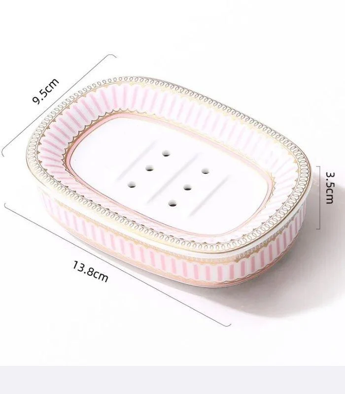 5 Pcs Set Bathroom AssesoriesCeramic Pink & White -  - #tag1#