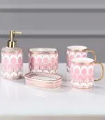 5_Pcs_Set_Bathroom_Assesories_Ceramic_Pink_White_Gold_-_-_tag1_-4118754 5 Pcs Set Bathroom Assesories Ceramic Pink White Gold tag1