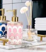 5_Pcs_Set_Bathroom_Assesories_Ceramic_Pink_White_Gold_-_-_tag1_-4118762 5 Pcs Set Bathroom Assesories Ceramic Pink White Gold tag1