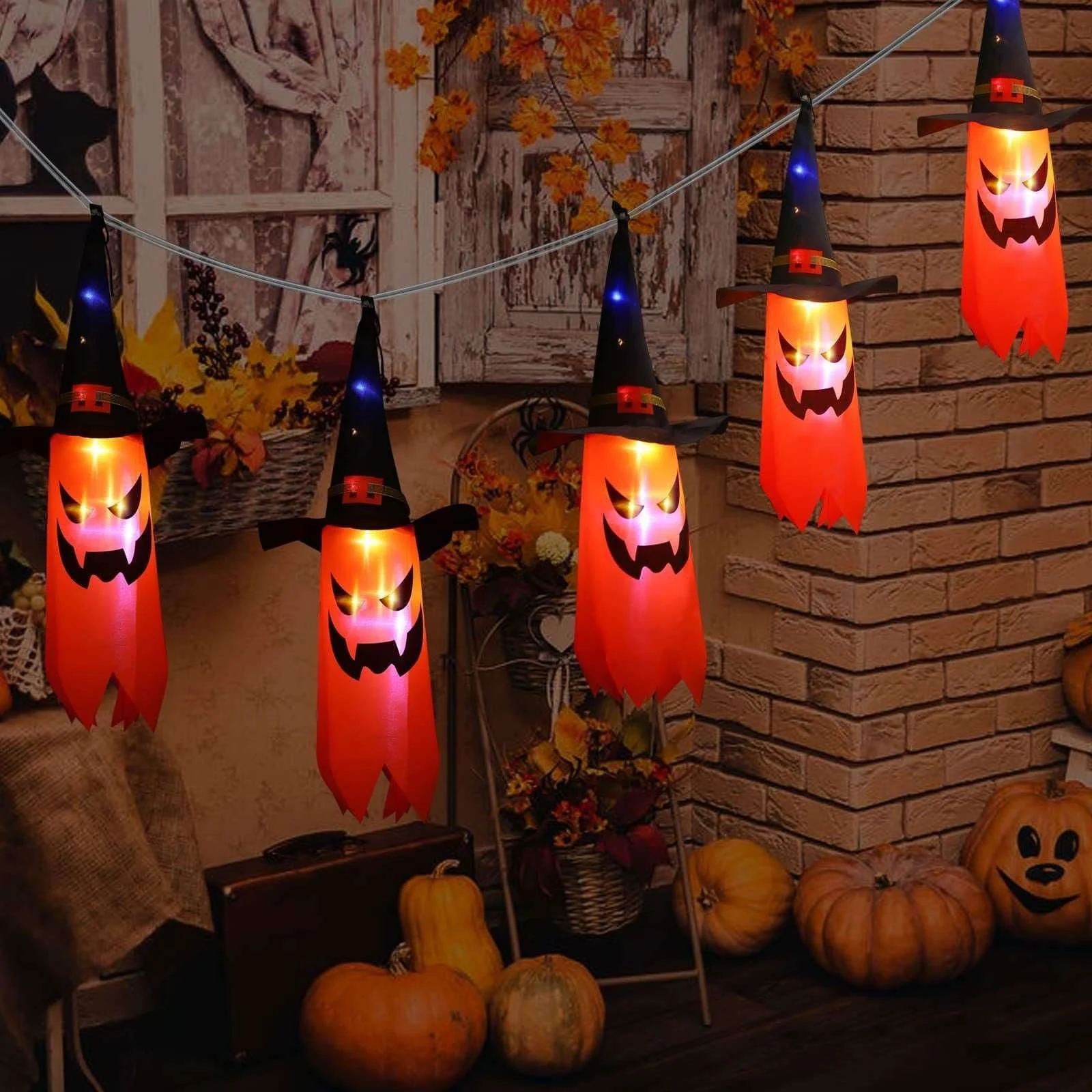 5 String Horror Lights Wizard Hats Halloween Decoration -  - #tag1#