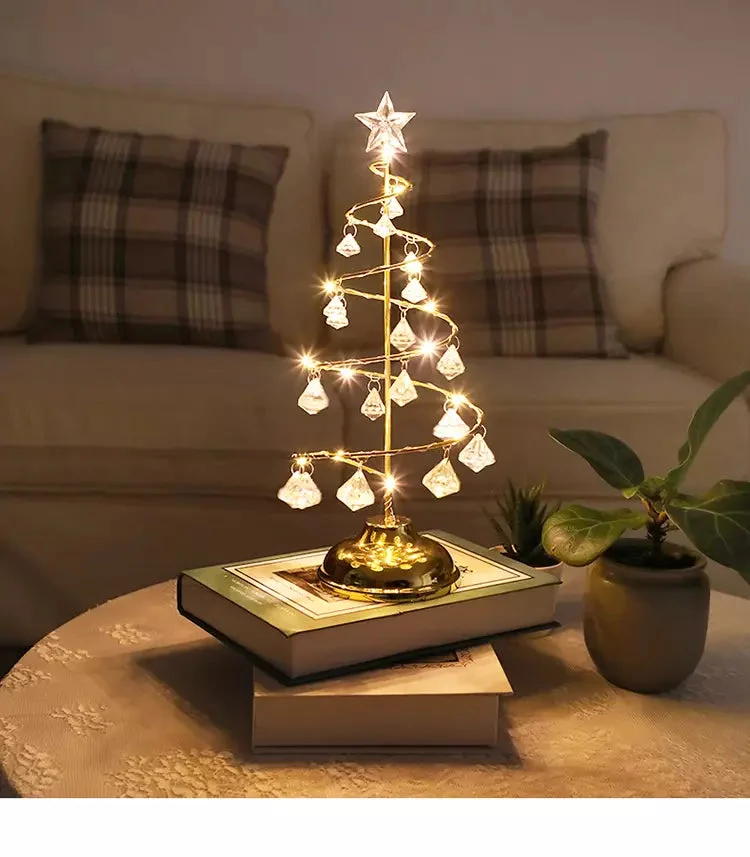 Gold Silver LED String Christmas Tree Table Lamp