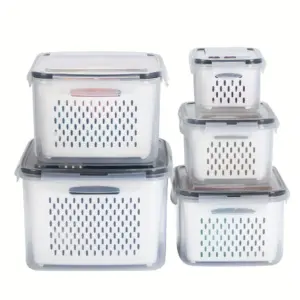 5pcs Of 1 Set, Refrigerator Storing Water Container With Lid