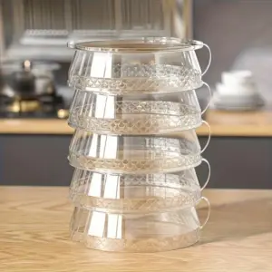 5pcs Stackable Food Cover, Transparent Dust-proof Serving Cover, Food Insulation Cover, Multi-functional Food Protection Cover